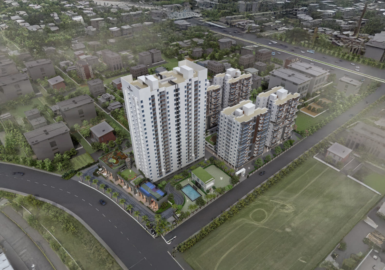 Exterior view of Villas Javdekar Palladio La Viento &mdash; photo gallery, images, brochure, amenities, cost sheet, price breakup, availability details, RERA number, RERA certificate, possession date, layout plan, logo, floor plan, master plan, and location map showcasing project highlights and features.