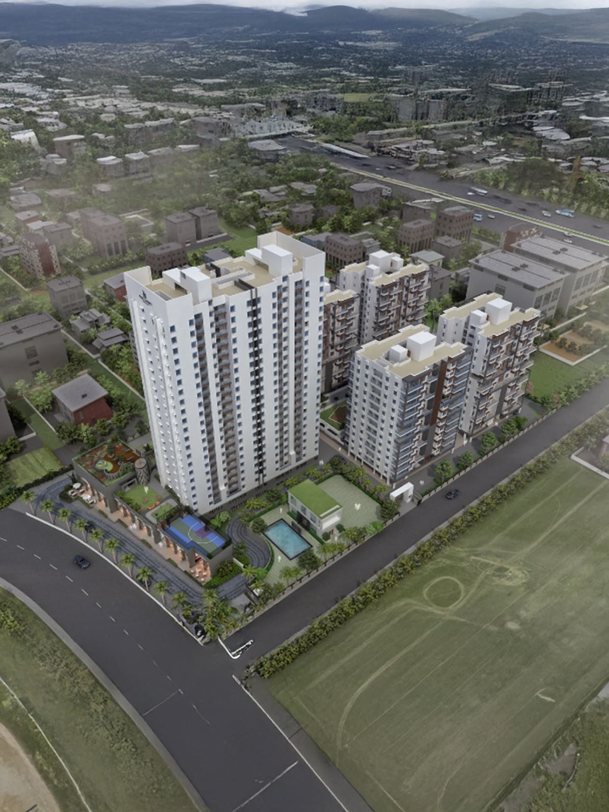 Exterior view of Villas Javdekar Palladio La Viento &mdash; photo gallery, images, brochure, amenities, cost sheet, price breakup, availability details, RERA number, RERA certificate, possession date, layout plan, logo, floor plan, master plan, and location map showcasing project highlights and features.